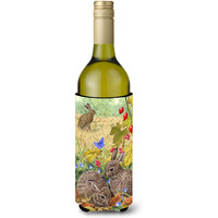 "Caroline's Treasures Leverets and Rabbit Wine Bottle Koozie Hugger, 750 ml, Multicolor"
