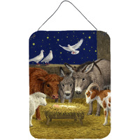 "Caroline's Treasures Nativity Scene with just animals Wall or Door Hanging Prints ASA2143DS1216, 16HX12W, Multicolor"