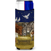"Caroline's Treasures Nativity Scene with Just Animals Michelob Ultra Koozies for Slim Cans, Multicolor"
