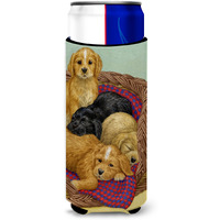 "Caroline's Treasures Puppies Michelob Ultra Koozies for Slim Cans, Multicolor"