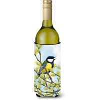 "Caroline's Treasures Eurasian Blue Tit On A Branch Wine Bottle Koozie Hugger, 750 ml, Multicolor"