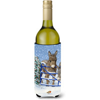 "Caroline's Treasures Donkeys and Robin Wine Bottle Koozie Hugger, 750 ml, Multicolor"
