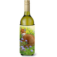 "Caroline's Treasures Springtime Fox Wine Bottle Koozie Hugger, 750 ml, Multicolor"