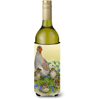 "Caroline's Treasures Partridge and Chicks Wine Bottle Koozie Hugger, 750 ml, Multicolor"