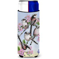 "Caroline's Treasures Party Of 5 Long Tailed Tits Michelob Ultra Koozies for Slim Cans, Multicolor"