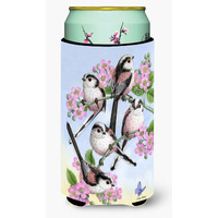 "Caroline's Treasures Long Tailed Tits Tall Boy Koozie Hugger (Set of 5), Multicolor"