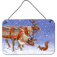 "Caroline's Treasures Reindeer & Squirrel Wall or Door Hanging Prints ASA2173DS812, 8HX12W, Multicolor"