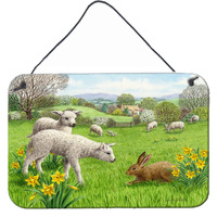 "Caroline's Treasures Lambs, Sheep and Rabbit Hare Wall or Door Hanging Prints ASA2179DS812, 8HX12W, Multicolor"