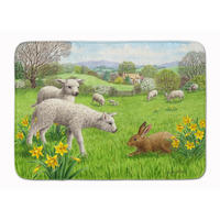 "Caroline's Treasures Lambs, Sheep and Rabbit Hare Floor Mat, 19"" x 27"", Multicolor"