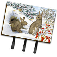 "Caroline's Treasures ASA2181TH68 Winter Rabbits Leash or Key Holder, Large, Multicolor"