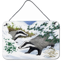 "Caroline's Treasures Badgers in the snow Wall or Door Hanging Prints ASA2182DS812, 8HX12W, Multicolor"