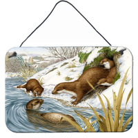 "Caroline's Treasures Playtime Otters Wall or Door Hanging Prints ASA2186DS812, 8HX12W, Multicolor"