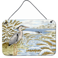 "Caroline's Treasures Blue Heron by the Water Wall or Door Hanging Prints ASA2191DS812, 8""H x 12""W, Multicolor"