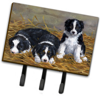 "Caroline's Treasures ASA2196TH68 border Collie Puppies Leash or Key Holder, Large, Multicolor"