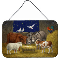 "Caroline's Treasures Animals at Crib Nativity Christmas Scene Wall or Door Hanging Prints ASA2205DS812, 8HX12W, Multicolor"