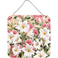 "Caroline's Treasures Lilies and Roses by Sarah Adams Wall or Door Hanging Prints ASAD0115DS66, 6HX6W, Multicolor"