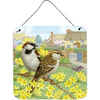 "Caroline's Treasures House Sparrows by Sarah Adams Wall or Door Hanging Prints ASAD0677DS66, 6HX6W, Multicolor"
