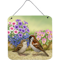 "Caroline's Treasures House Sparrows Feeding Time Wall or Door Hanging Prints ASAD0700DS66, 6HX6W, Multicolor"