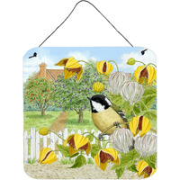 "Caroline's Treasures Coal Tits Yellow Flowers Wall or Door Hanging Prints ASAD0702DS66, 6""H x 6""W, Multicolor"