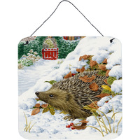 "Caroline's Treasures Hedgehog and Red Gate Cottage Wall or Door Hanging Prints ASAD0780DS66, 6HX6W, Multicolor"