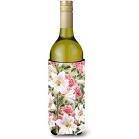 "Caroline's Treasures Lilies and Roses by Sarah Adams Wine Bottle Koozie Hugger, 750ml, Multicolor"