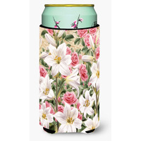 "Caroline's Treasures Lilies and Roses by Sarah Adams Tall Boy Koozie Hugger, Multicolor"