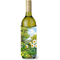 "Caroline's Treasures Spring Flowers by Sarah Adams Wine Bottle Koozie Hugger, 750ml, Multicolor"