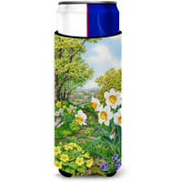 "Caroline's Treasures Spring Flowers by Sarah Adams Michelob Ultra Koozies for Slim Cans, Multicolor"