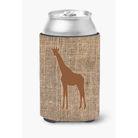 Giraffe Burlap and Brown Can or Bottle Beverage Insulator Hugger