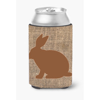 Rabbit Burlap and Brown Can or Bottle Beverage Insulator Hugger