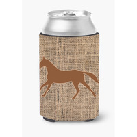 Horse Burlap and Brown Can or Bottle Beverage Insulator Hugger
