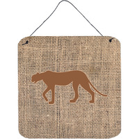 "Caroline's Treasures Leopard Burlap and Brown Aluminum Metal Wall or Door Hanging Prints, 6 x 6"", Multicolor"
