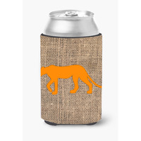 Leopard Burlap and Orange Can or Bottle Beverage Insulator Hugger BB1004