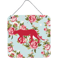 "Caroline's Treasures Leopard Shabby Chic Blue Roses Wall or Door Hanging Prints, 6 x 6"", Multicolor"
