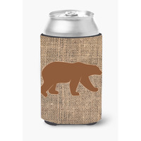 Bear Burlap and Brown Can or Bottle Beverage Insulator Hugger