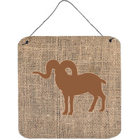 "Caroline's Treasures BB1007-BL-BN-DS66 Sheep Burlap and Brown Aluminum Metal Wall or Door Hanging Prints, 6 x 6"", Multicolor"