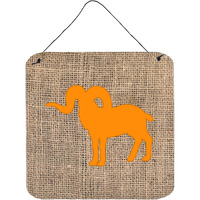 "Caroline's Treasures BB1007-BL-OR-DS66 Sheep Burlap and Orange Aluminum Metal Wall or Door Hanging Prints, 6 x 6"", Multicolor"