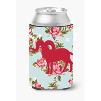 Sheep Shabby Chic Blue Roses Can or Bottle Beverage Insulator Hugger BB1007