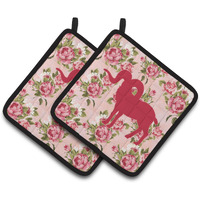 "Caroline's Treasures Sheep Shabby Chic Pink Roses Pair of Pot Holders BB1007-RS-PK-PTHD, 7.5HX7.5W, Multicolor"