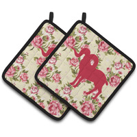 "Caroline's Treasures Sheep Shabby Chic Yellow Roses Pair of Pot Holders BB1007-RS-YW-PTHD, 7.5HX7.5W, Multicolor"