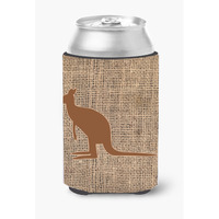 Kangaroo Burlap and Brown Can or Bottle Beverage Insulator Hugger
