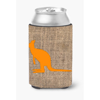 Kangaroo Burlap and Orange Can or Bottle Beverage Insulator Hugger BB1008
