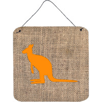 "Caroline's Treasures Kangaroo Burlap and Orange Aluminum Metal Wall or Door Hanging Prints, 6 x 6"", Multicolor"