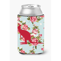 Kangaroo Shabby Chic Blue Roses Can or Bottle Beverage Insulator Hugger BB1008