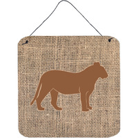 "Caroline's Treasures Tiger Burlap and Brown Aluminum Metal Wall or Door Hanging Prints, 6 x 6"", Multicolor"