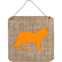 "Caroline's Treasures Tiger Burlap and Orange Aluminum Metal Wall or Door Hanging Prints, 6 x 6"", Multicolor"