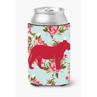 Tiger Shabby Chic Blue Roses Can or Bottle Beverage Insulator Hugger BB1010