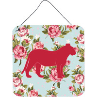 "Caroline's Treasures Tiger Shabby Chic Blue Roses Aluminum Metal Wall or Door Hanging Prints, 6 x 6"", Multicolor"