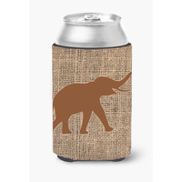 Elephant Burlap and Brown Can or Bottle Beverage Insulator Hugger