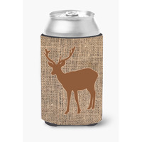 Deer Burlap and Brown Can or Bottle Beverage Insulator Hugger